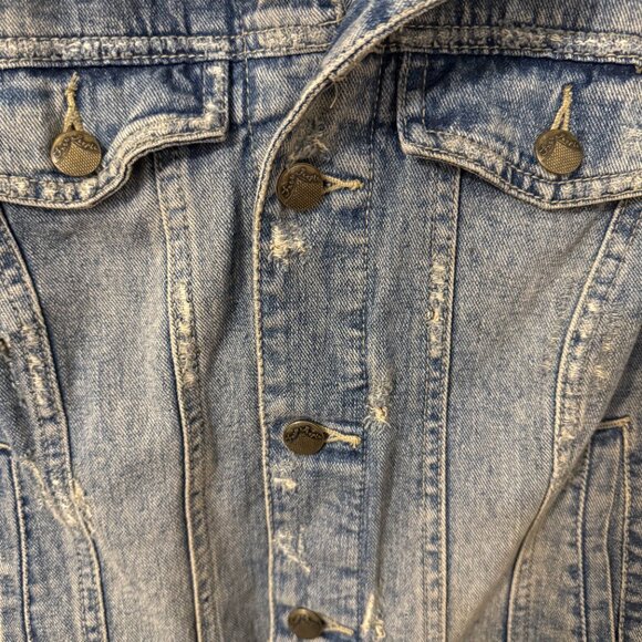 Free People Distressed Jean Jacket Women's Small - Picture 6 of 16